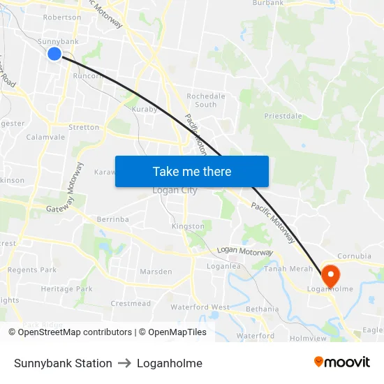 Sunnybank Station to Loganholme map
