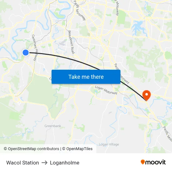 Wacol Station to Loganholme map