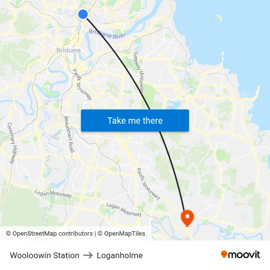Wooloowin Station to Loganholme map