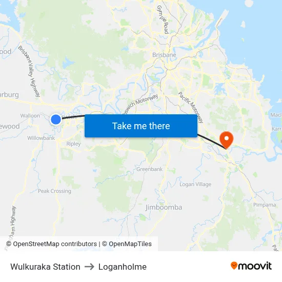 Wulkuraka Station to Loganholme map