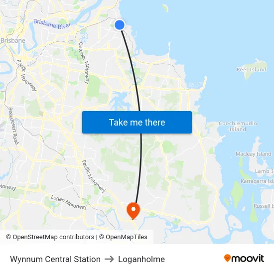 Wynnum Central Station to Loganholme map