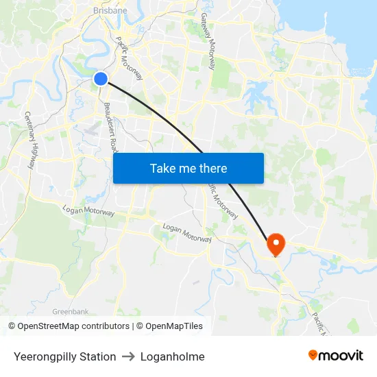Yeerongpilly Station to Loganholme map