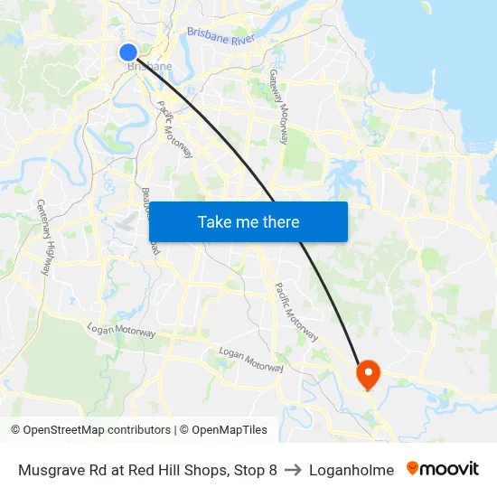 Musgrave Rd at Red Hill Shops, Stop 8 to Loganholme map