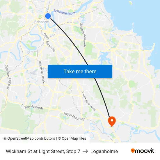 Wickham St at Light Street, Stop 7 to Loganholme map