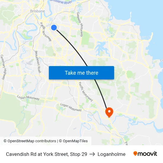 Cavendish Rd at York Street, Stop 29 to Loganholme map