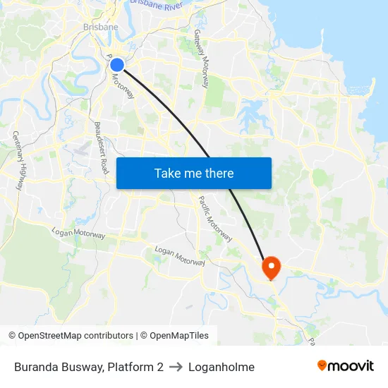 Buranda Busway, Platform 2 to Loganholme map