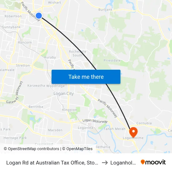 Logan Rd at Australian Tax Office, Stop 80 to Loganholme map
