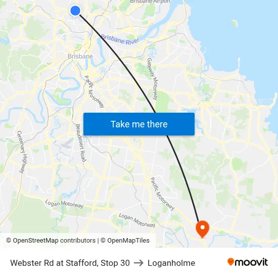 Webster Rd at Stafford, Stop 30 to Loganholme map