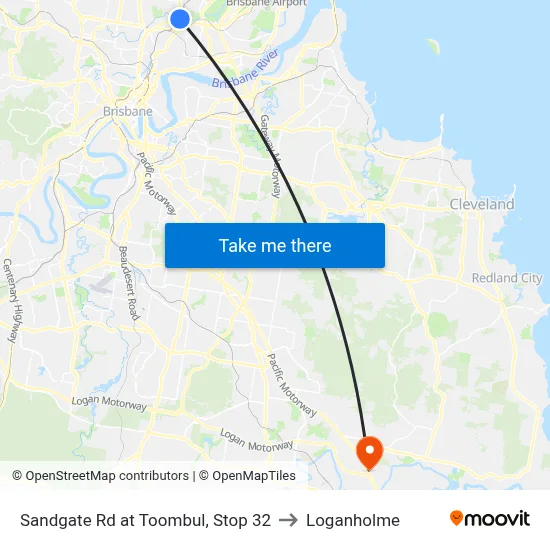 Sandgate Rd at Toombul, Stop 32 to Loganholme map