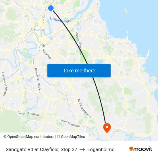 Sandgate Rd at Clayfield, Stop 27 to Loganholme map