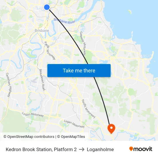Kedron Brook Station, Platform 2 to Loganholme map