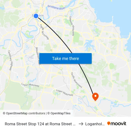 Roma Street Stop 124 at Roma Street Station to Loganholme map