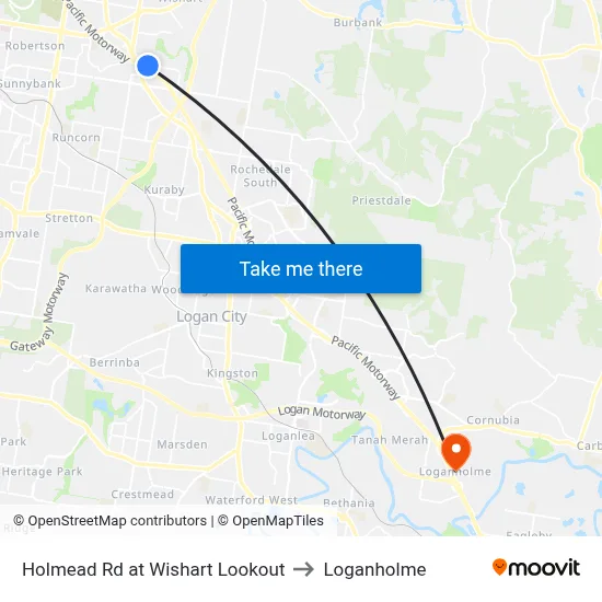 Holmead Rd at Wishart Lookout to Loganholme map
