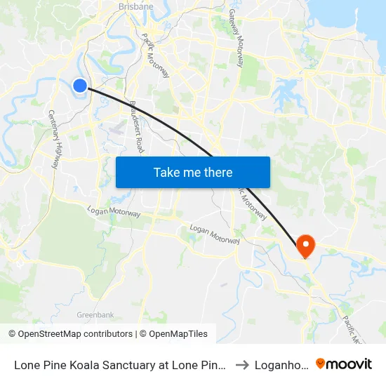 Lone Pine Koala Sanctuary at Lone Pine, Stop 42 to Loganholme map