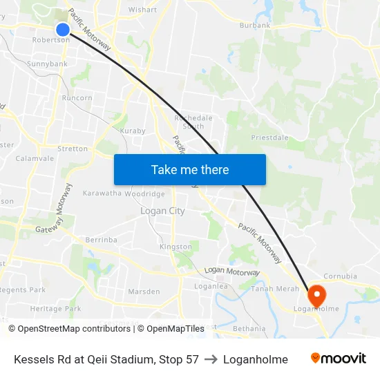 Kessels Rd at Qeii Stadium, Stop 57 to Loganholme map