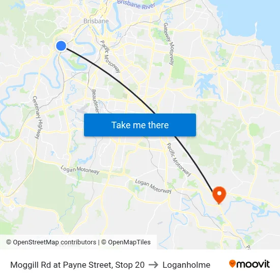 Moggill Rd at Payne Street, Stop 20 to Loganholme map