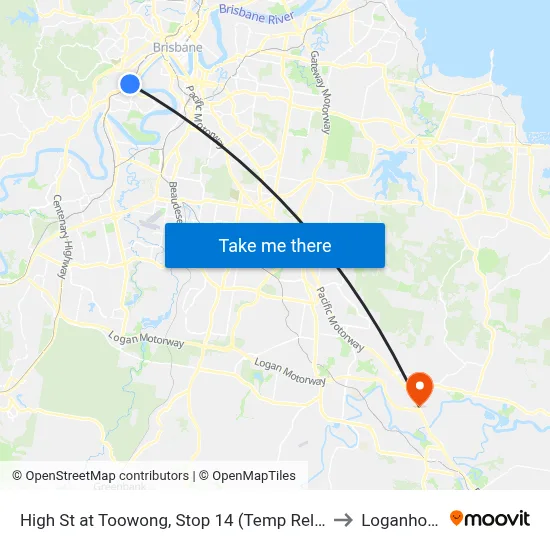 High St at Toowong, Stop 14 (Temp Relocation) to Loganholme map
