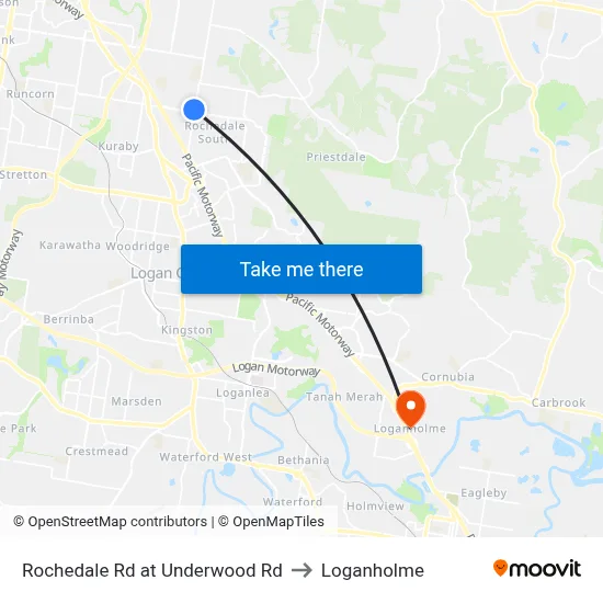 Rochedale Rd at Underwood Rd to Loganholme map