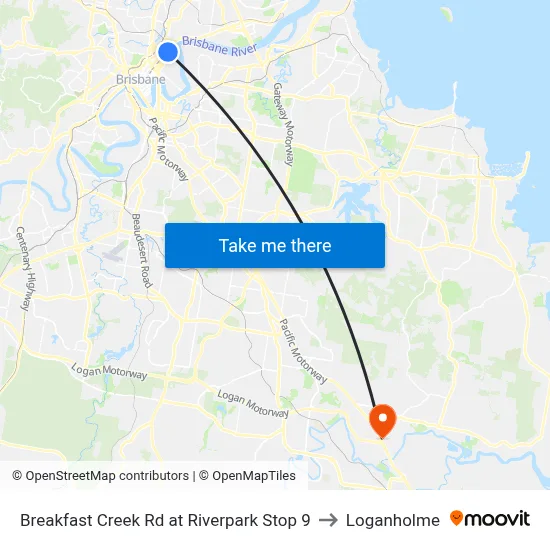 Breakfast Creek Rd at Riverpark Stop 9 to Loganholme map