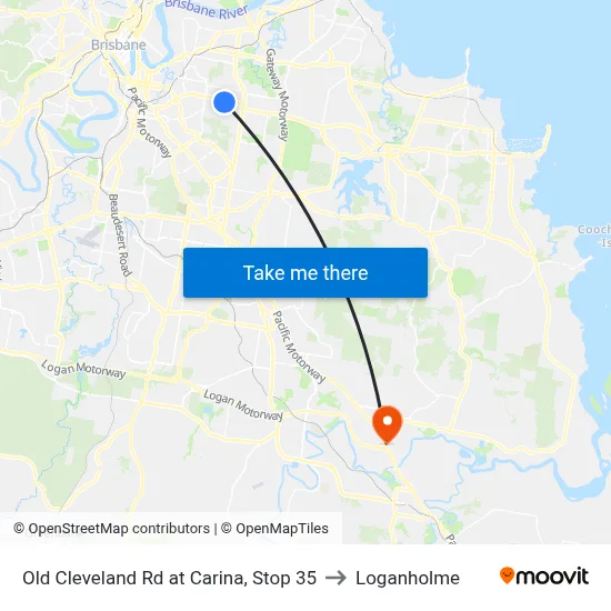 Old Cleveland Rd at Carina, Stop 35 to Loganholme map