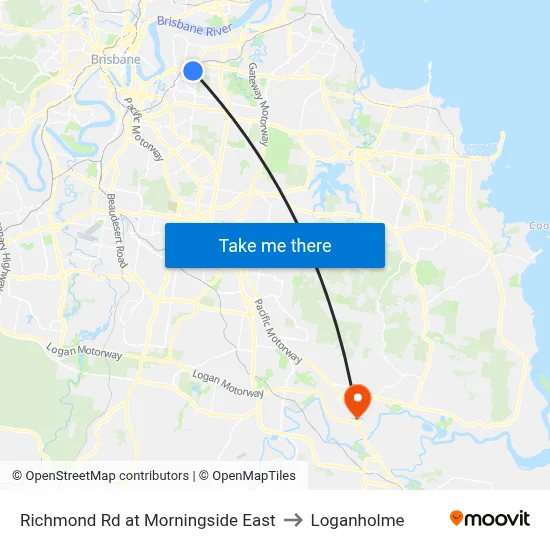 Richmond Rd at Morningside East to Loganholme map