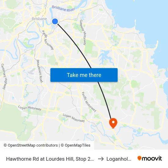 Hawthorne Rd at Lourdes Hill, Stop 21a to Loganholme map