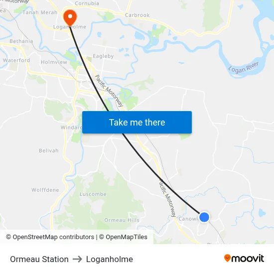 Ormeau Station to Loganholme map