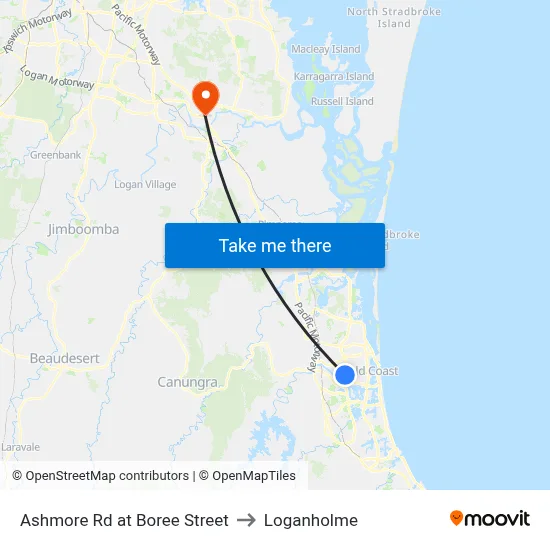 Ashmore Rd at Boree Street to Loganholme map