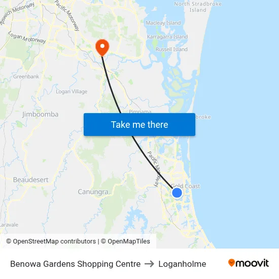 Benowa Gardens Shopping Centre to Loganholme map