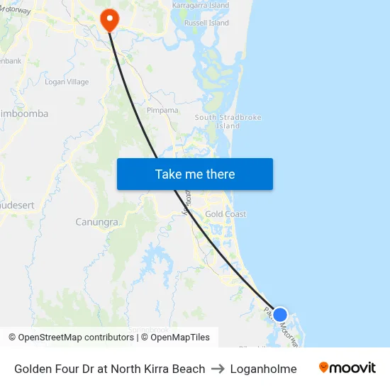 Golden Four Dr at North Kirra Beach to Loganholme map