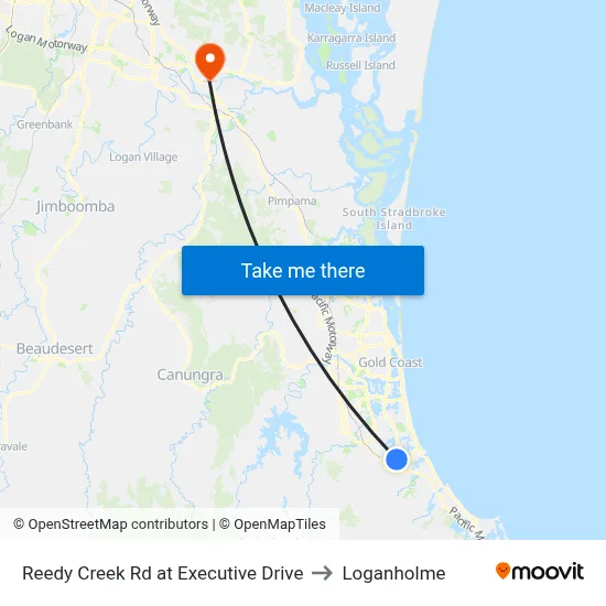 Reedy Creek Rd at Executive Drive to Loganholme map