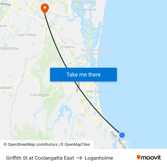 Griffith St at Coolangatta East to Loganholme map