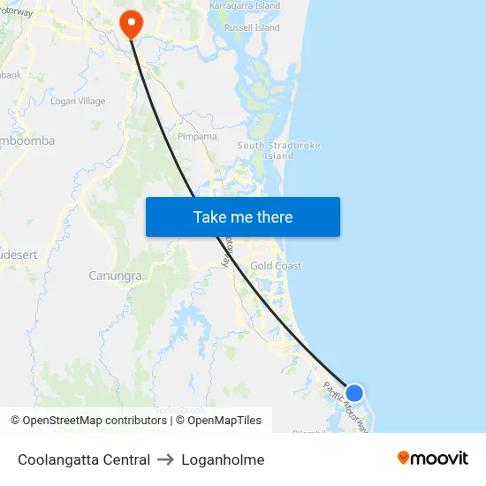 Coolangatta Central to Loganholme map