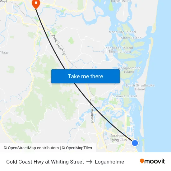 Gold Coast Hwy at Whiting Street to Loganholme map