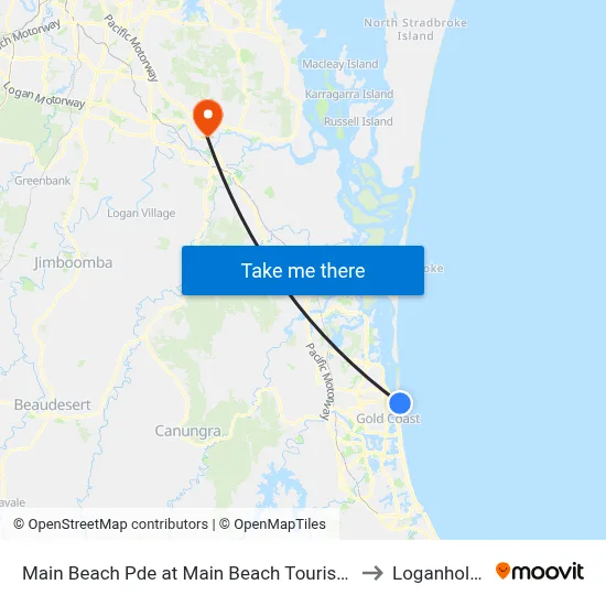 Main Beach Pde at Main Beach Tourist Park to Loganholme map