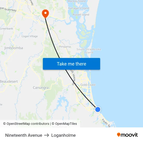 Nineteenth Avenue to Loganholme map