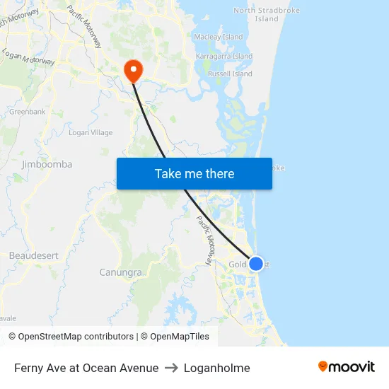 Ferny Ave at Ocean Avenue to Loganholme map