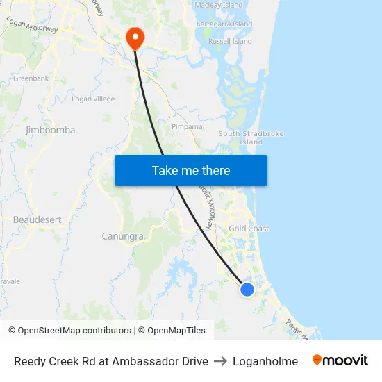 Reedy Creek Rd at Ambassador Drive to Loganholme map