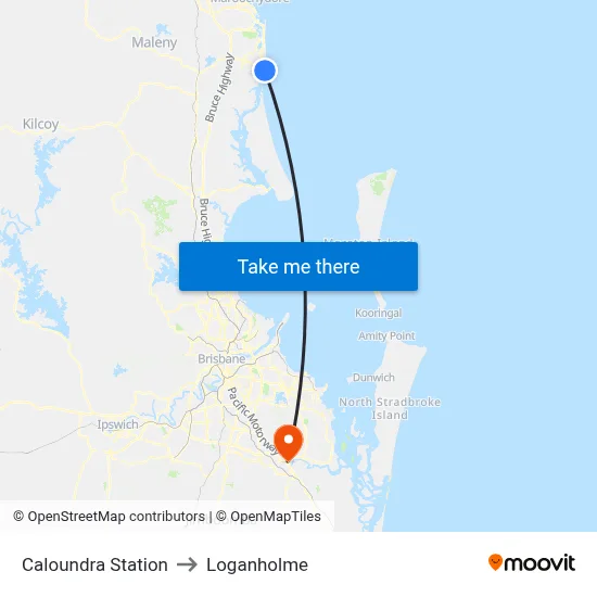 Caloundra Station to Loganholme map