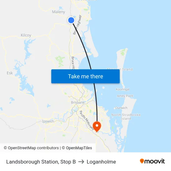 Landsborough Station, Stop B to Loganholme map