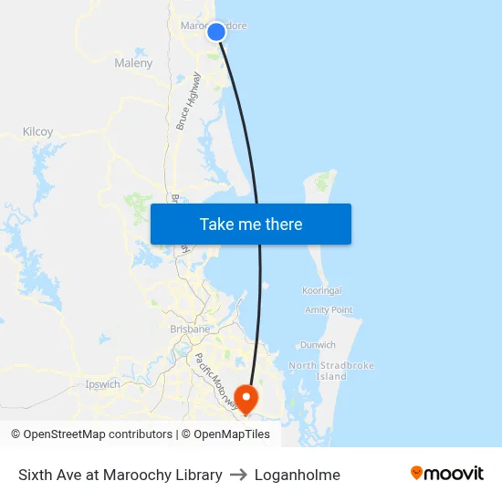 Sixth Ave at Maroochy Library to Loganholme map