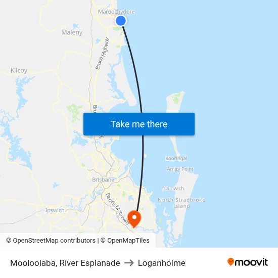 Mooloolaba, River Esplanade to Loganholme map