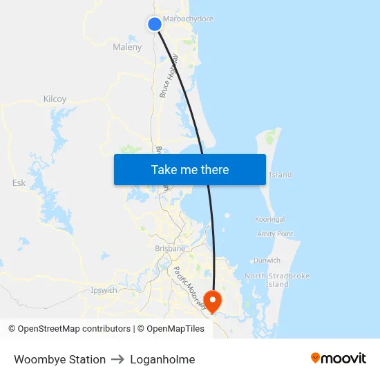 Woombye Station to Loganholme map