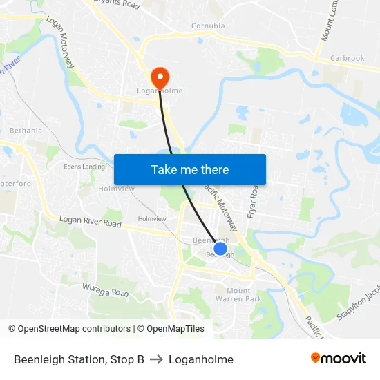Beenleigh Station, Stop B to Loganholme map