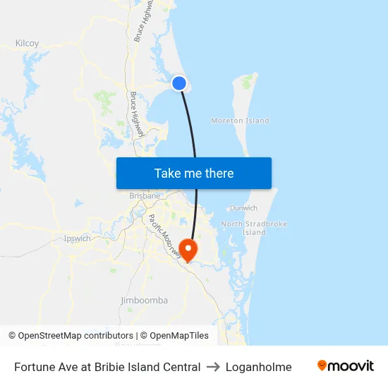 Fortune Ave at Bribie Island Central to Loganholme map