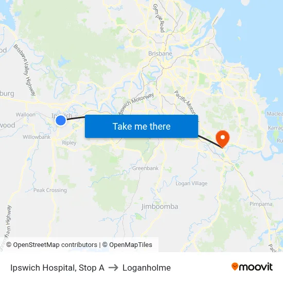 Ipswich Hospital, Stop A to Loganholme map