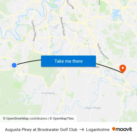 Augusta Pkwy at Brookwater Golf Club to Loganholme map