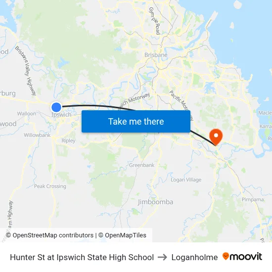 Hunter St at Ipswich State High School to Loganholme map