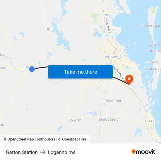 Gatton Station to Loganholme map