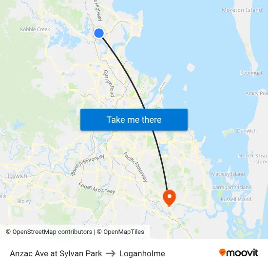 Anzac Ave at Sylvan Park to Loganholme map